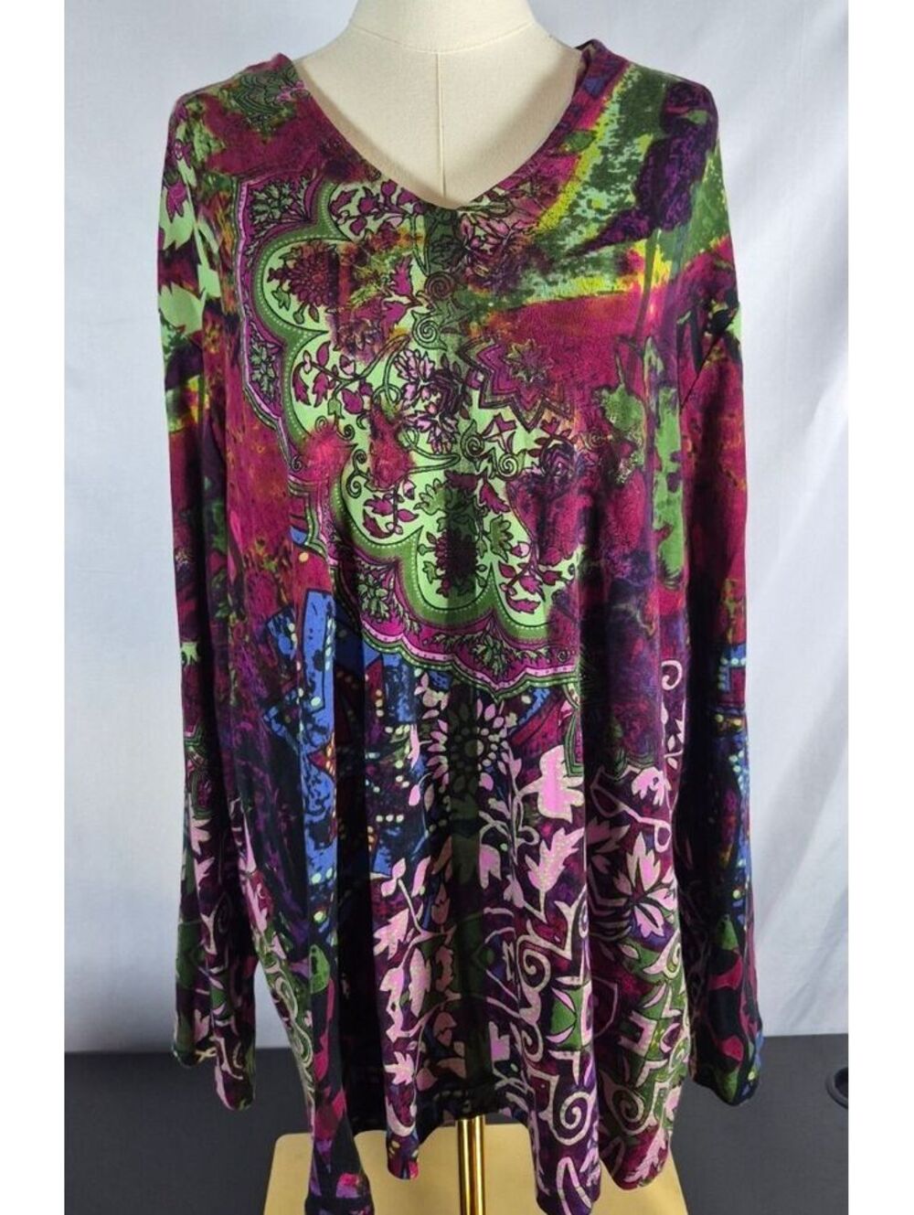 NWT Orientique Naturally Australian 2X Abstract Artwear Tunic Top